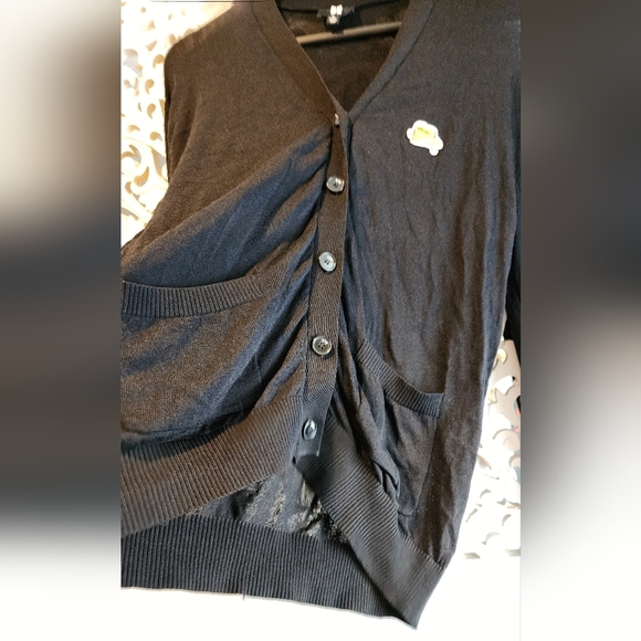 Black Knit Cardigan with Ribbed Details - Picture 13 of 15